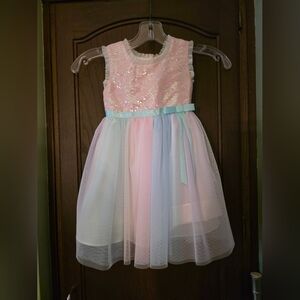 Jona Michelle Pink and Blue Sequin Kids Dress. 2T